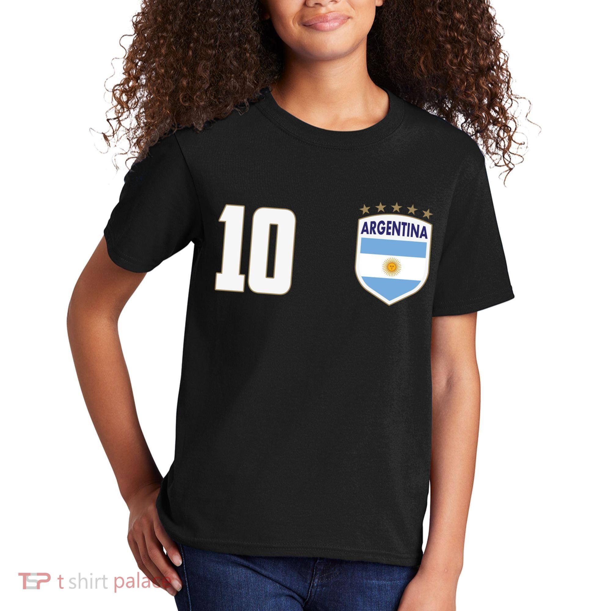 Argentina Flag Shield Logo Soccer World Cup Kids T-Shirt