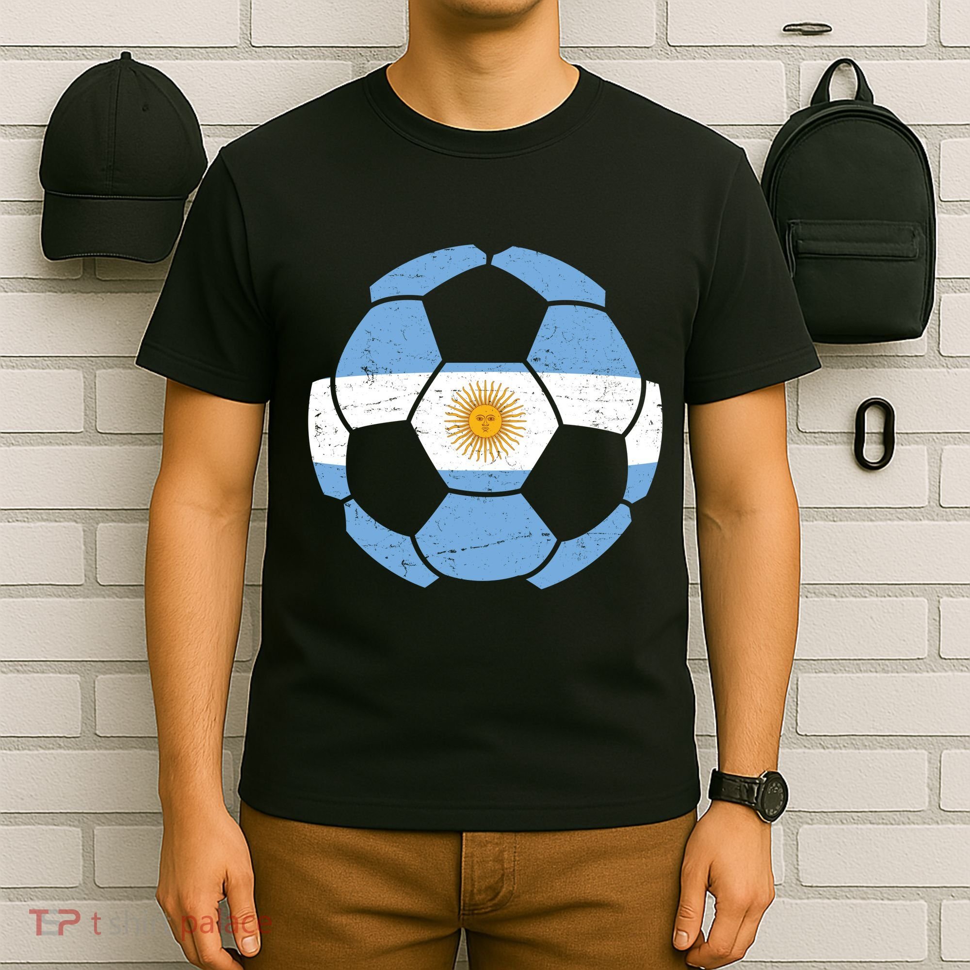 Argentina Flag Soccer Team Ball Futball T-Shirt