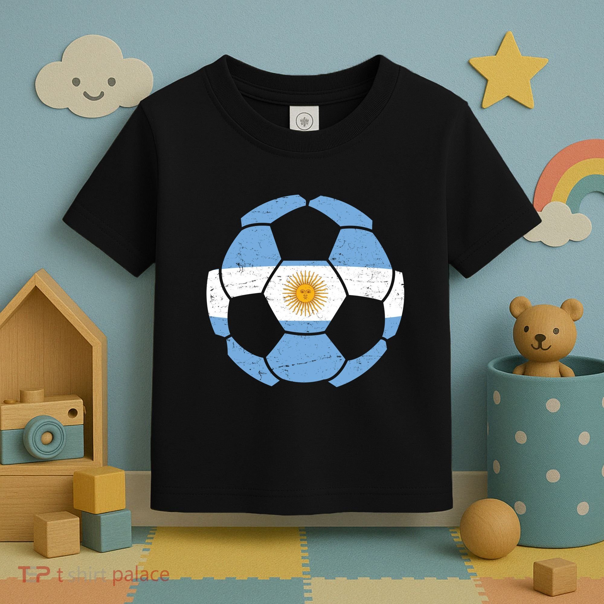 Argentina Flag Soccer Team Ball Futball Toddler T-Shirt