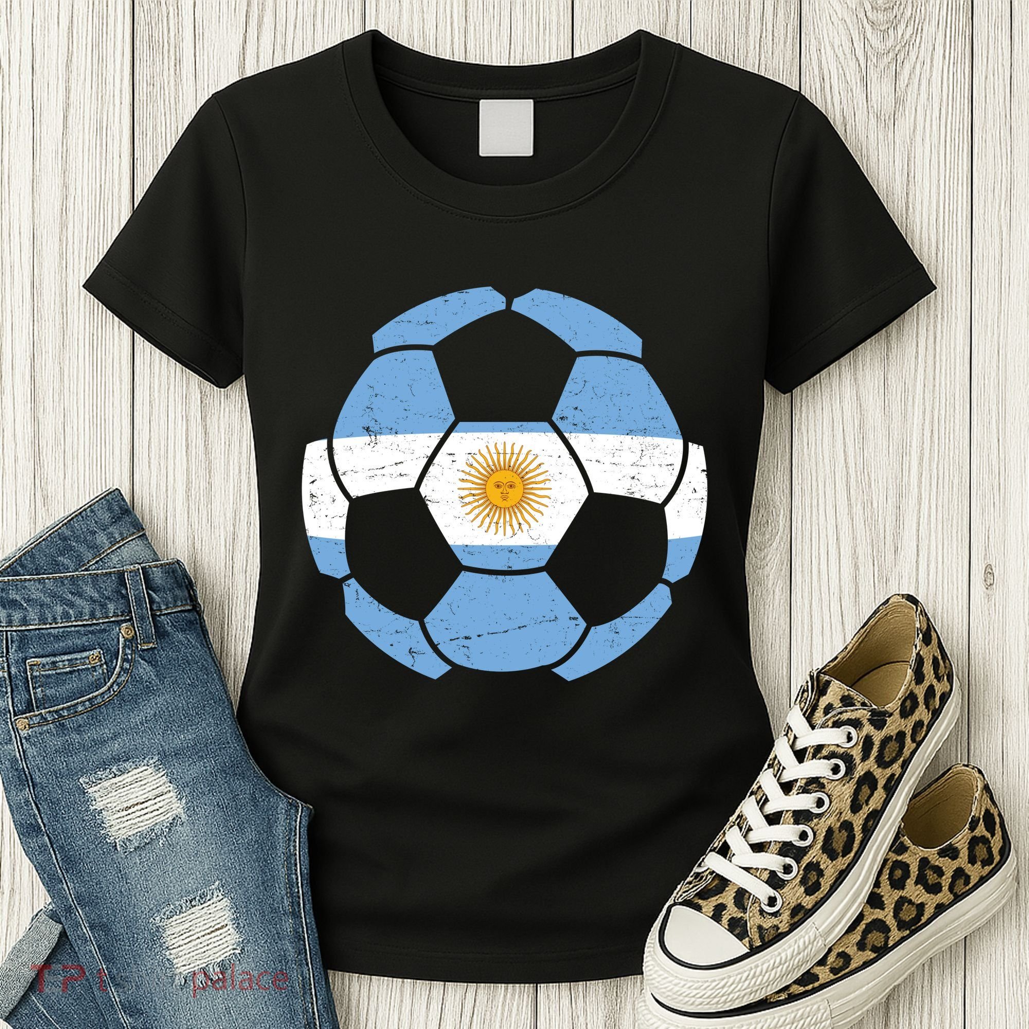 Argentina Flag Soccer Team Ball Futball Women's T-Shirt
