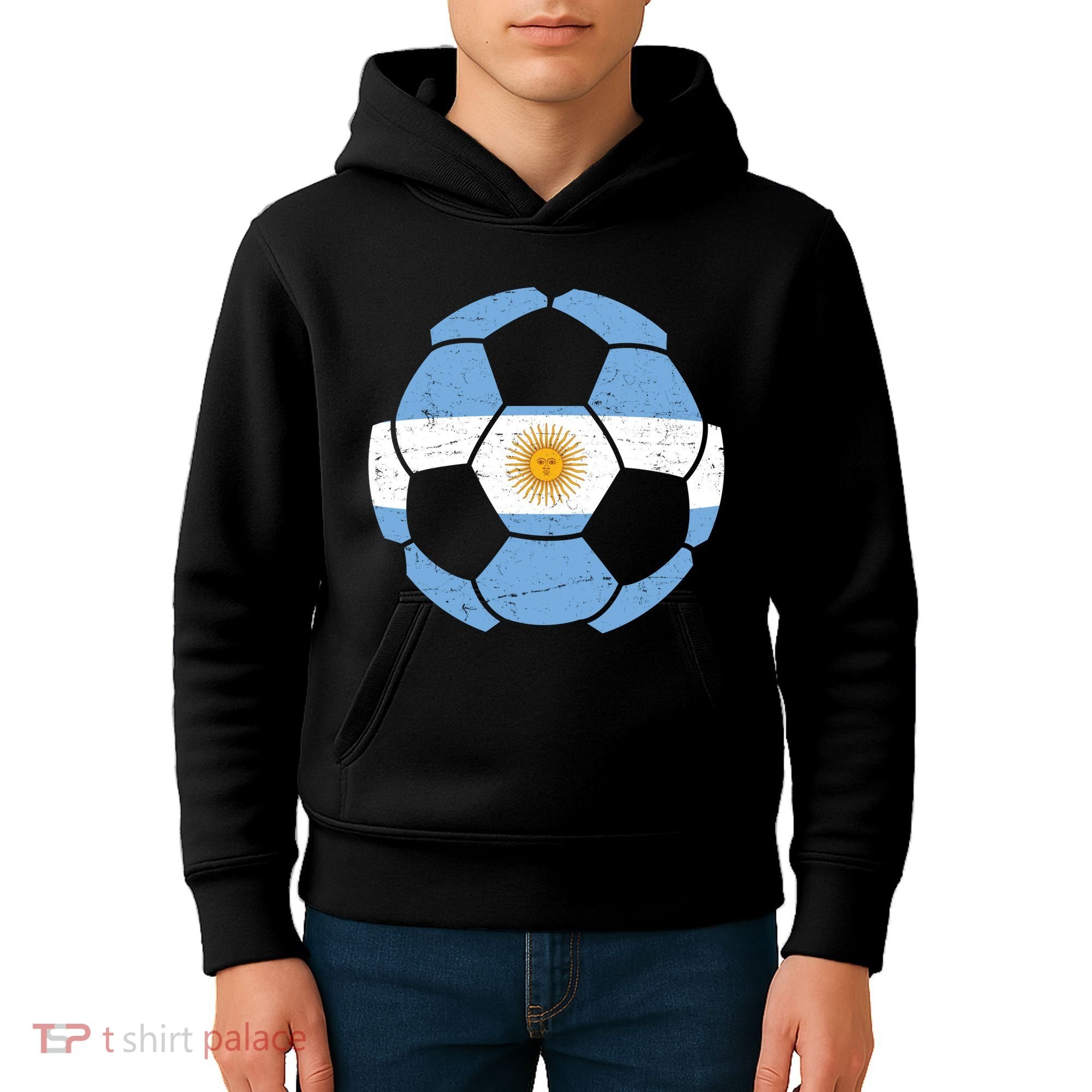 Argentina Flag Soccer Team Ball Futball Kids Hoodie
