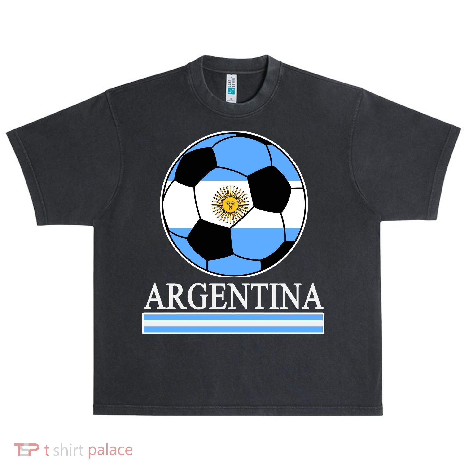 Argentina Soccer Country Flag Ball Urban Oversized Heavyweight T-Shirt