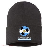 Argentina Soccer Country Flag Ball Sustainable Knit Beanie thumb 0