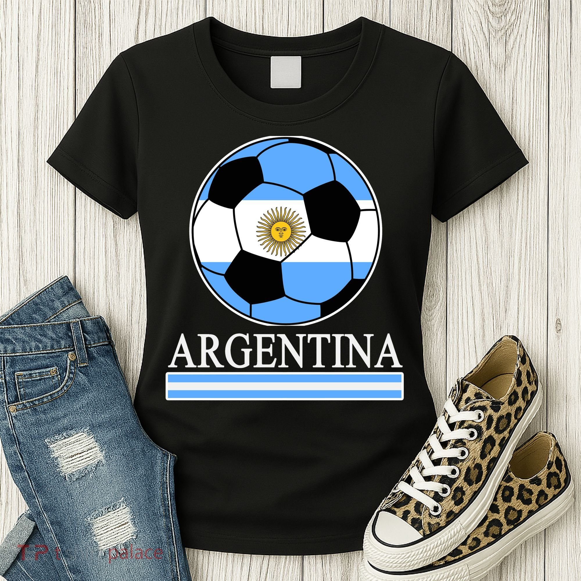 Argentina Soccer Country Flag Ball Women's T-Shirt