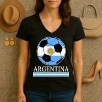 Argentina Soccer Country Flag Ball Women's V-Neck T-Shirt thumb 3
