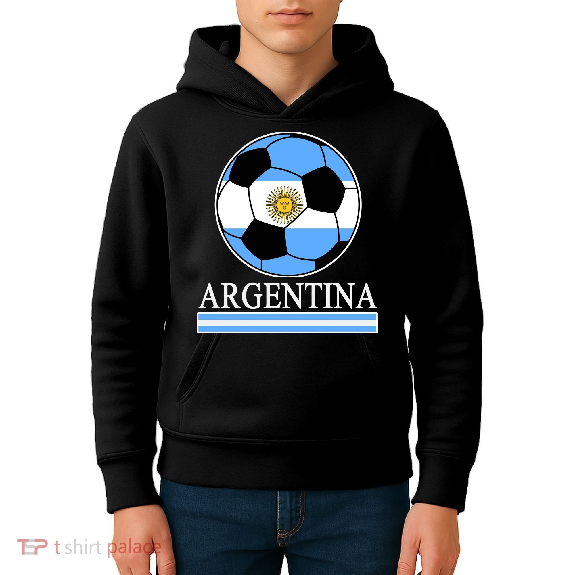 Argentina Soccer Country Flag Ball Kids Hoodie