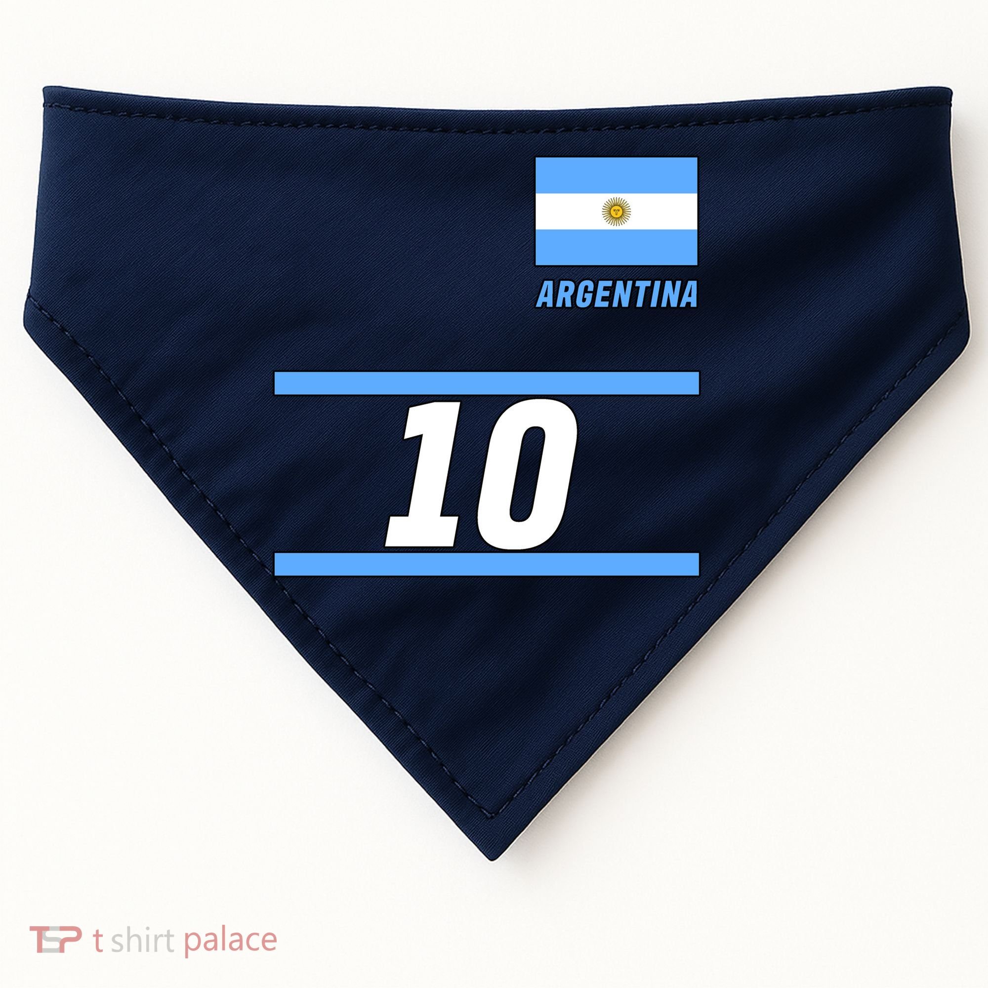 Argentina Soccer Jersey Number 10 USA-Made Doggie Bandana