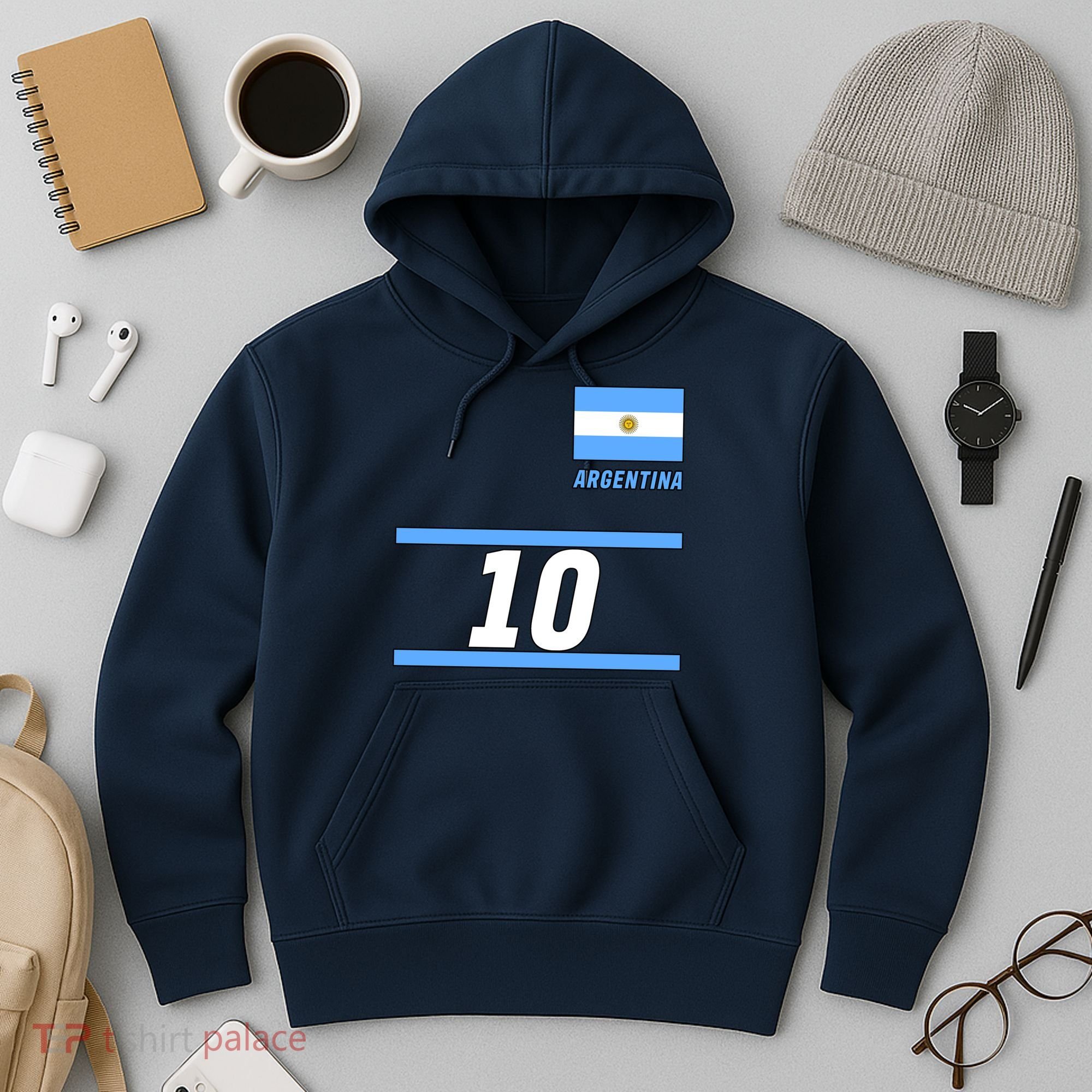 Argentina Soccer Jersey Number 10 Hoodie