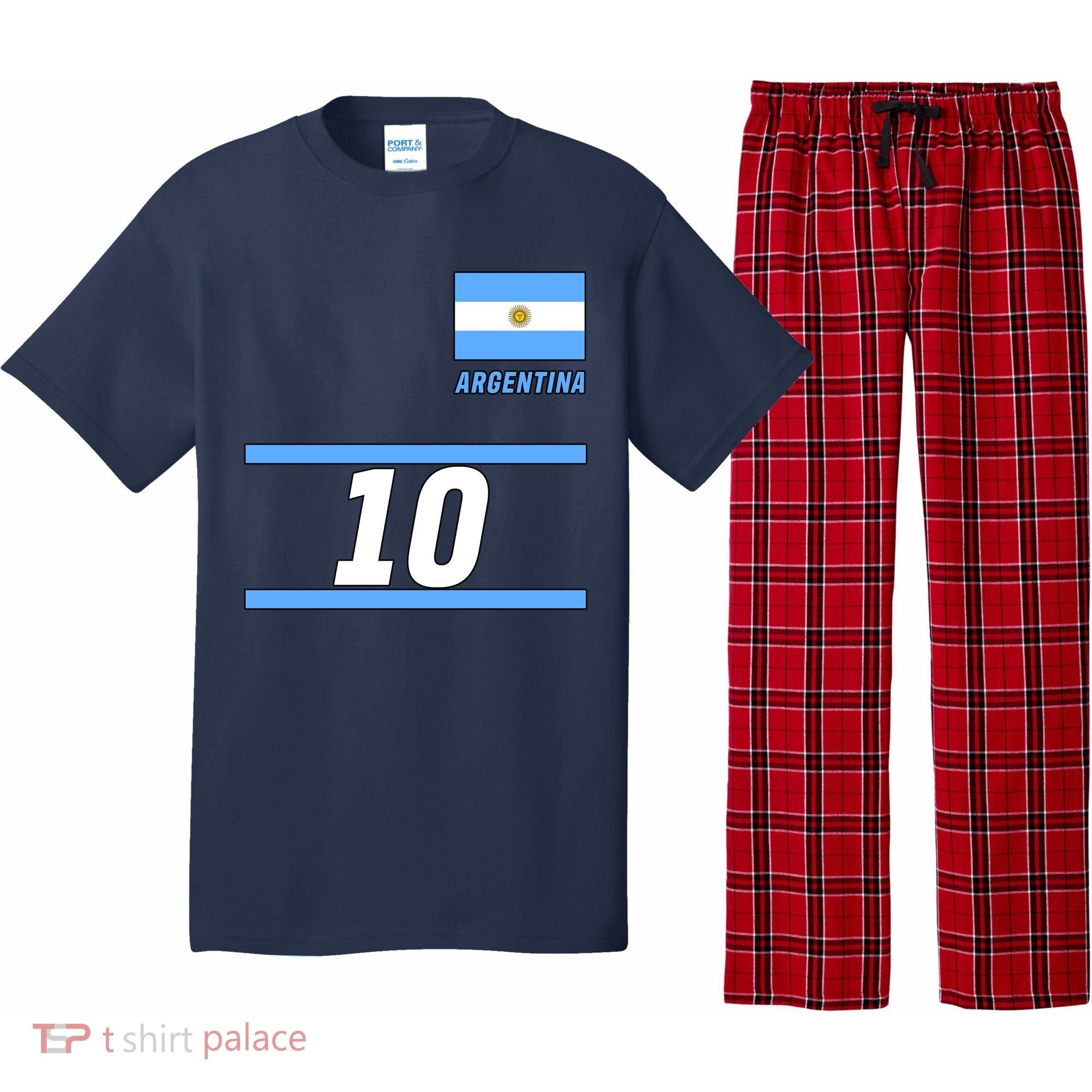 Argentina Soccer Jersey Number 10 Pajama Set