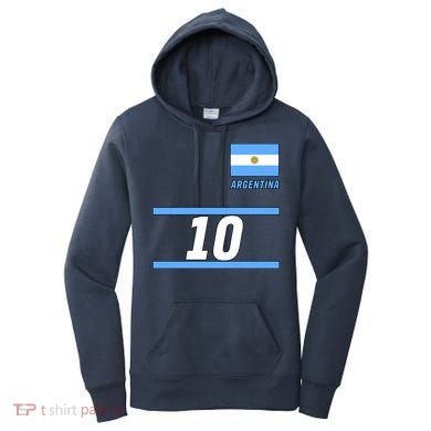 Argentina Soccer Jersey Number 10 Women's Hoodie
