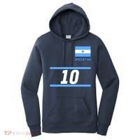 Argentina Soccer Jersey Number 10 Women's Hoodie thumb 0