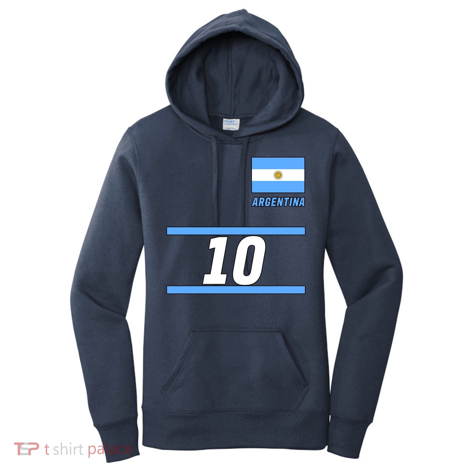 Argentina Soccer Jersey Number 10 Women's Hoodie