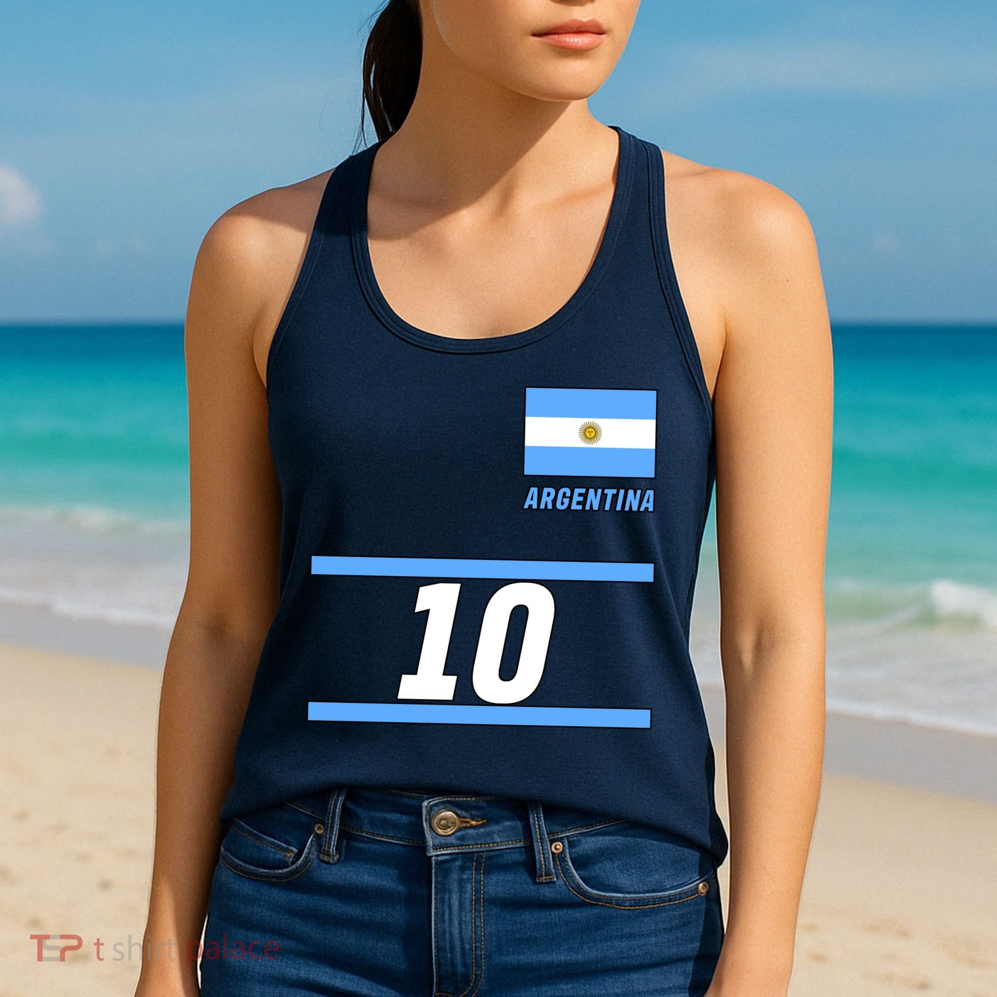 Argentina Soccer Jersey Number 10 Women's Tank Top