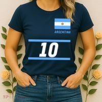 Argentina Soccer Jersey Number 10 Women's T-Shirt thumb 2