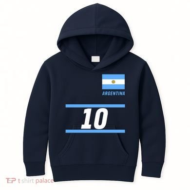 Argentina Soccer Jersey Number 10 Kids Hoodie