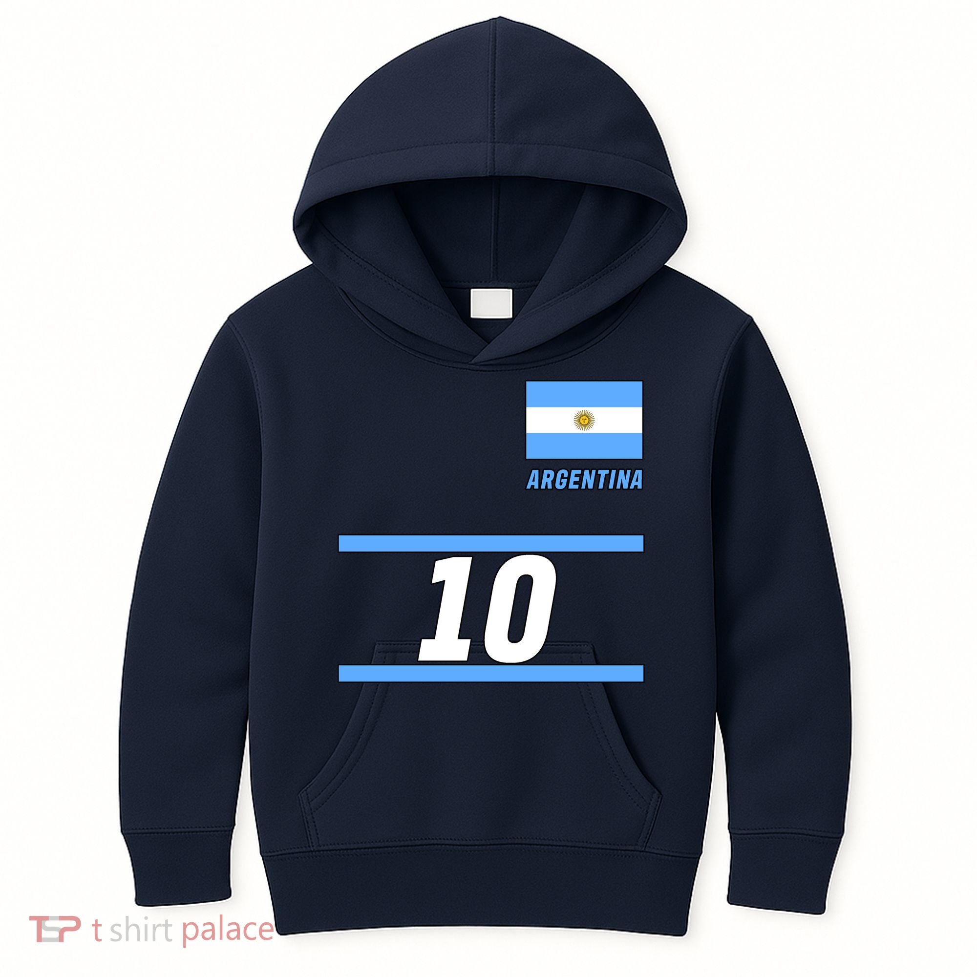Argentina Soccer Jersey Number 10 Kids Hoodie