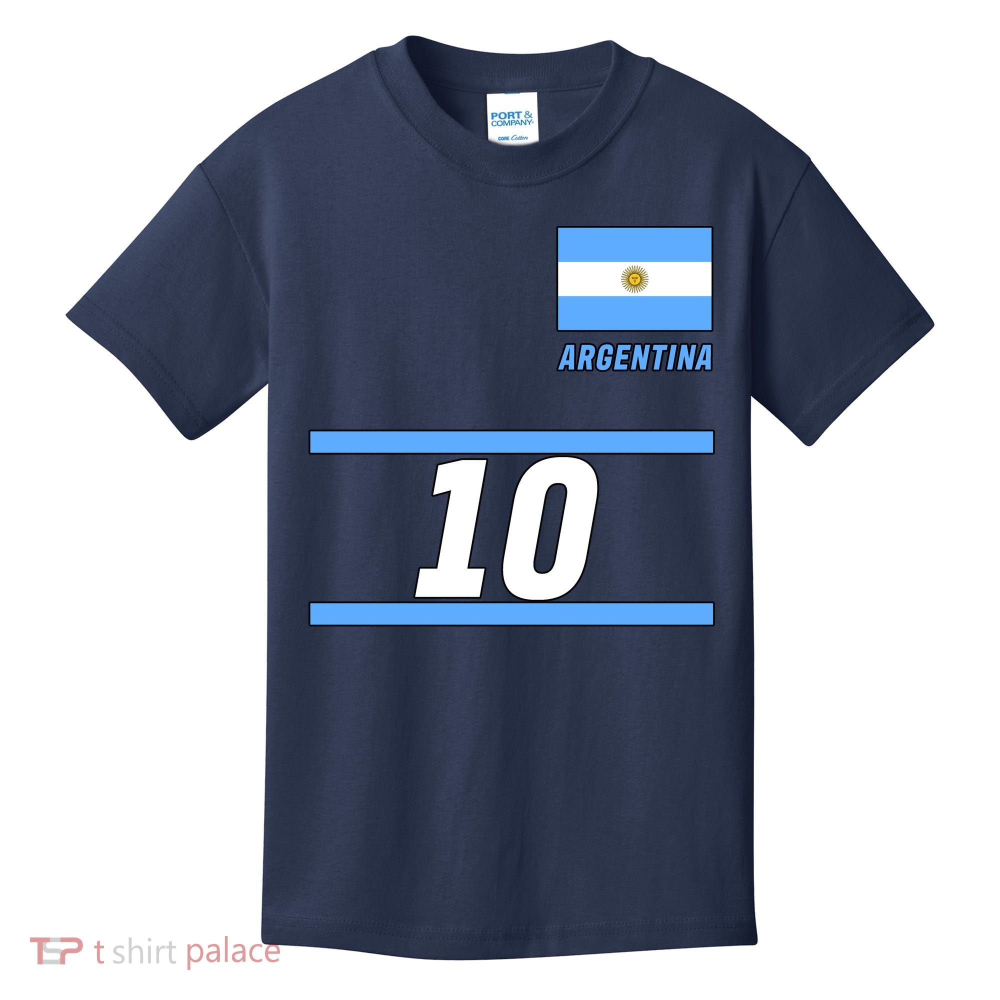 Argentina Soccer Jersey Number 10 Kids T-Shirt