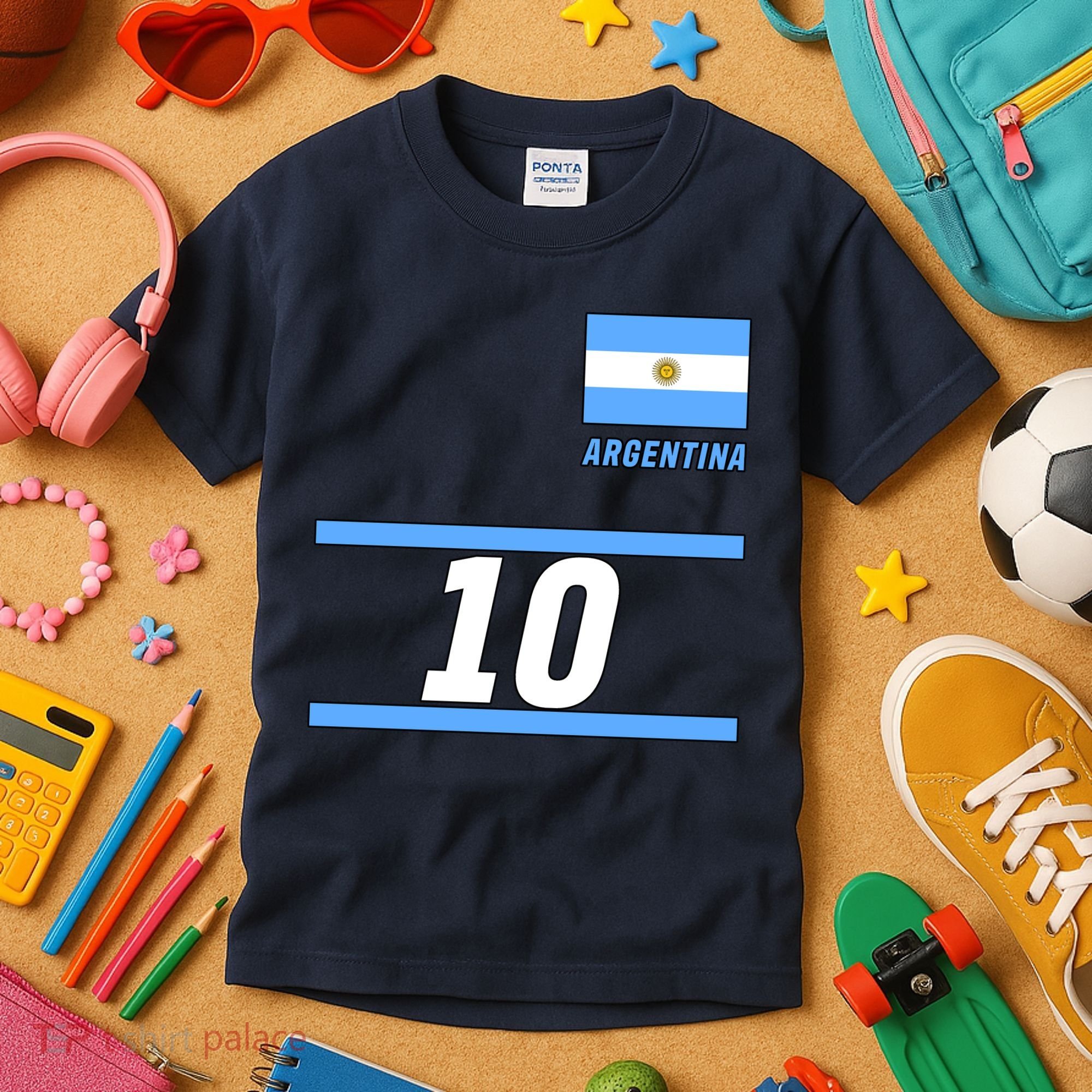 Argentina Soccer Jersey Number 10 Kids T-Shirt