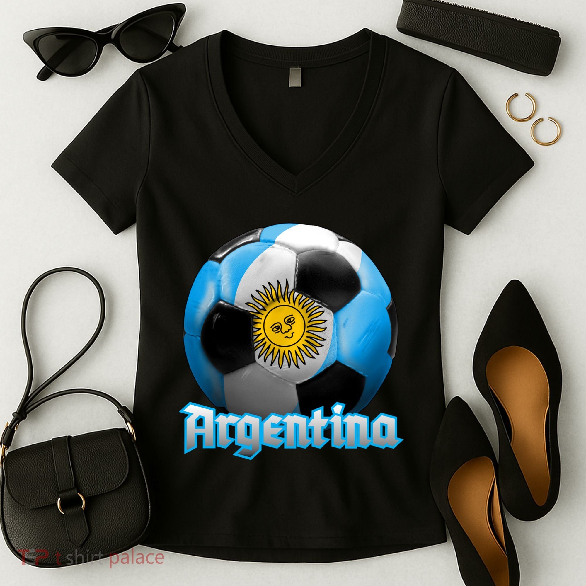 Argentina Soccer Logo Women's V-Neck T-Shirt