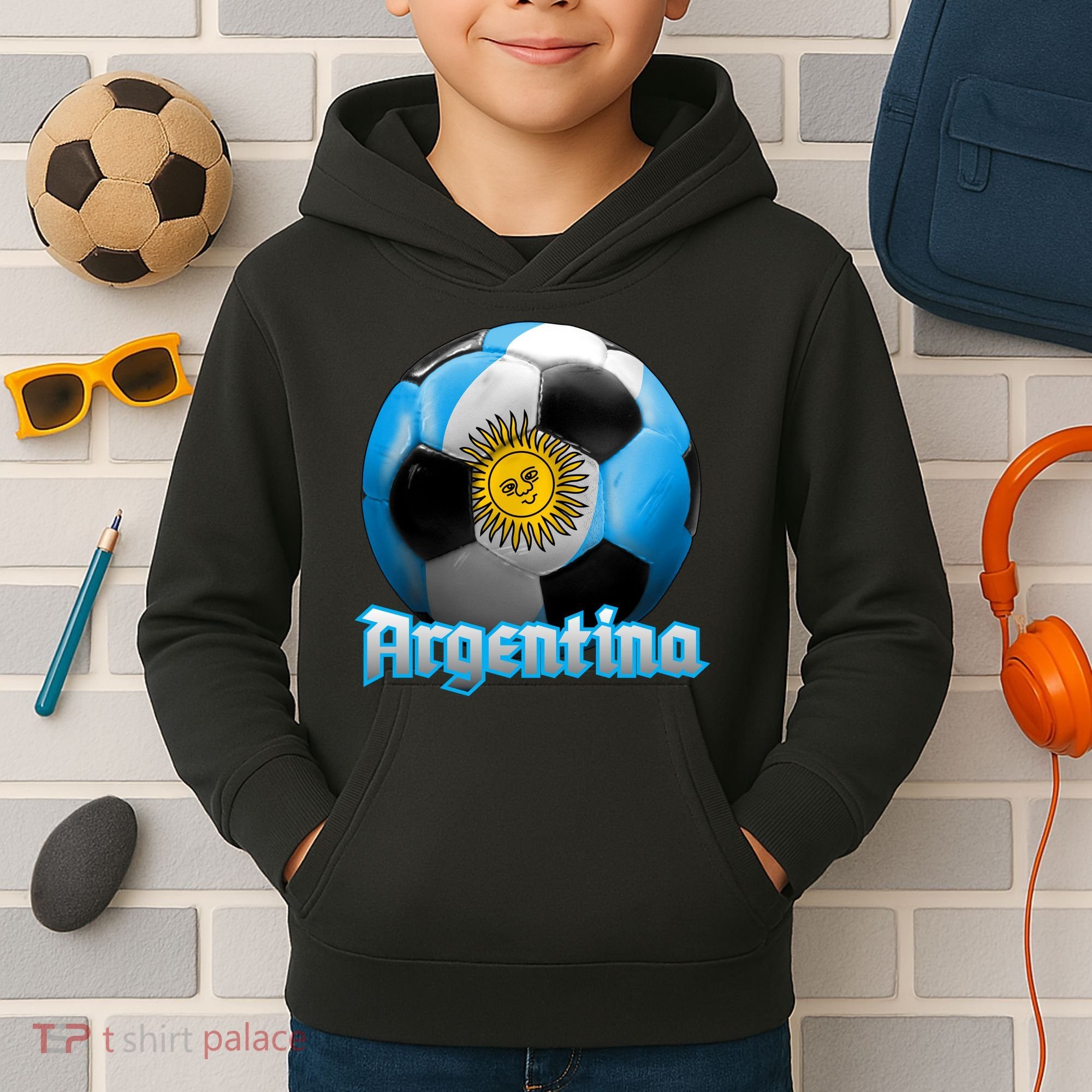 Argentina Soccer Logo Kids Hoodie