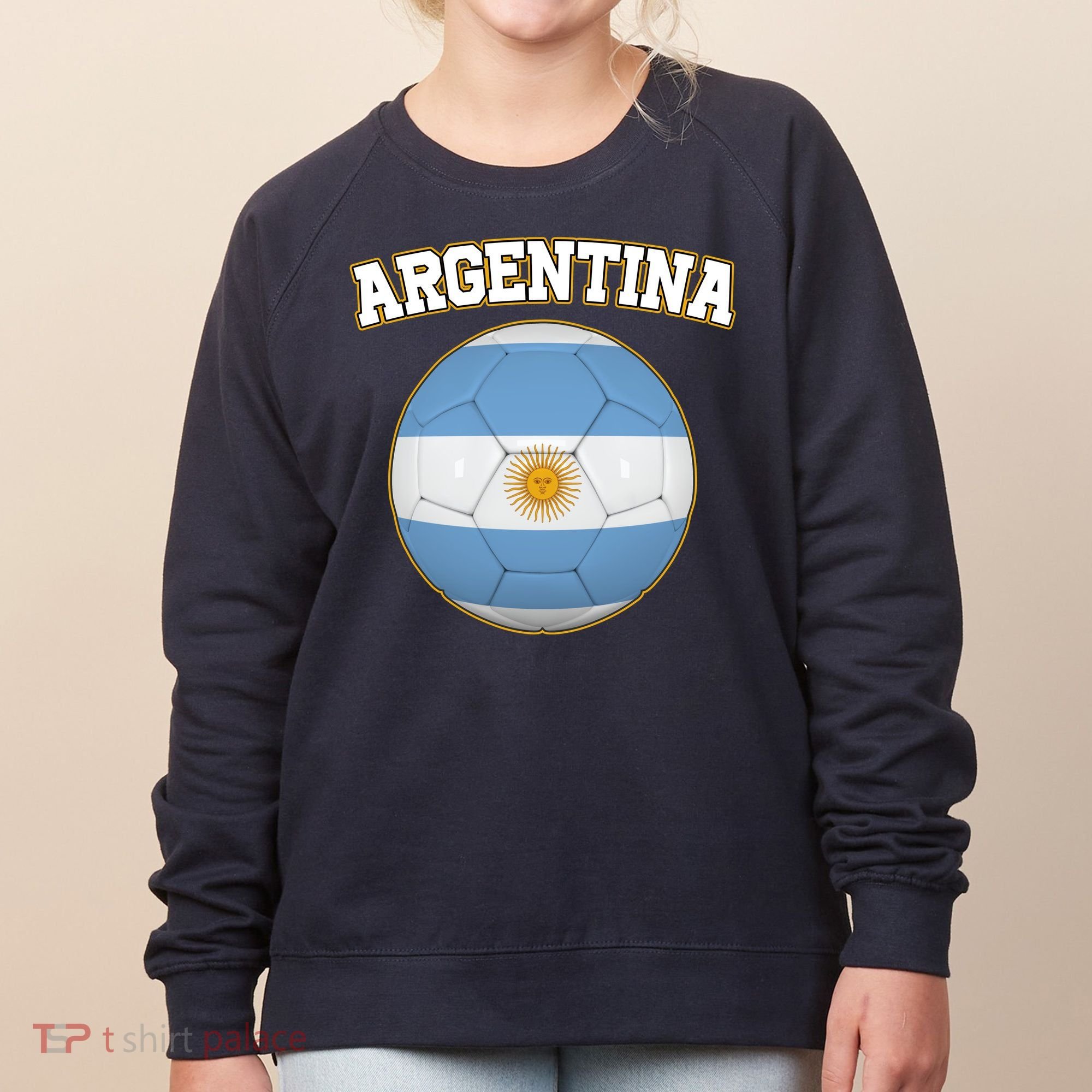 Argentina Team Flag Soccer Ball World Cup Women's Sweatshirt