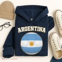 Argentina Team Flag Soccer Ball World Cup Hoodie thumb 4