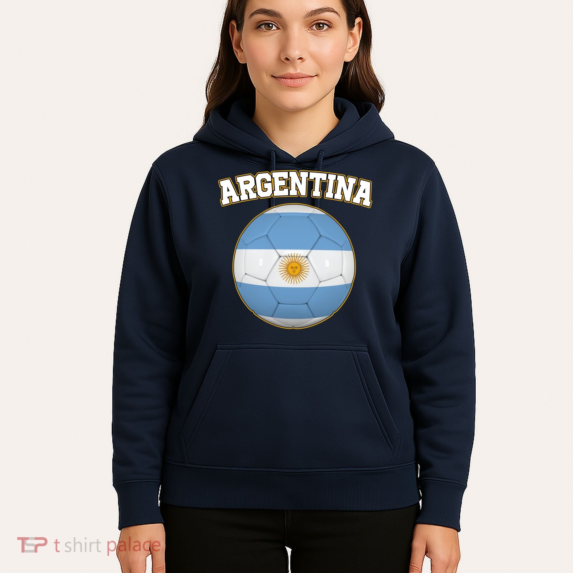Argentina Team Flag Soccer Ball World Cup Hoodie