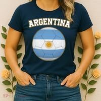 Argentina Team Flag Soccer Ball World Cup Women's T-Shirt thumb 2