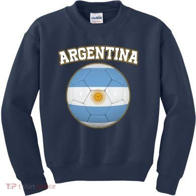 Argentina Team Flag Soccer Ball World Cup Kids Sweatshirt