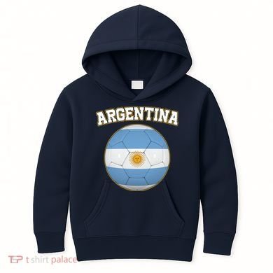 Argentina Team Flag Soccer Ball World Cup Kids Hoodie