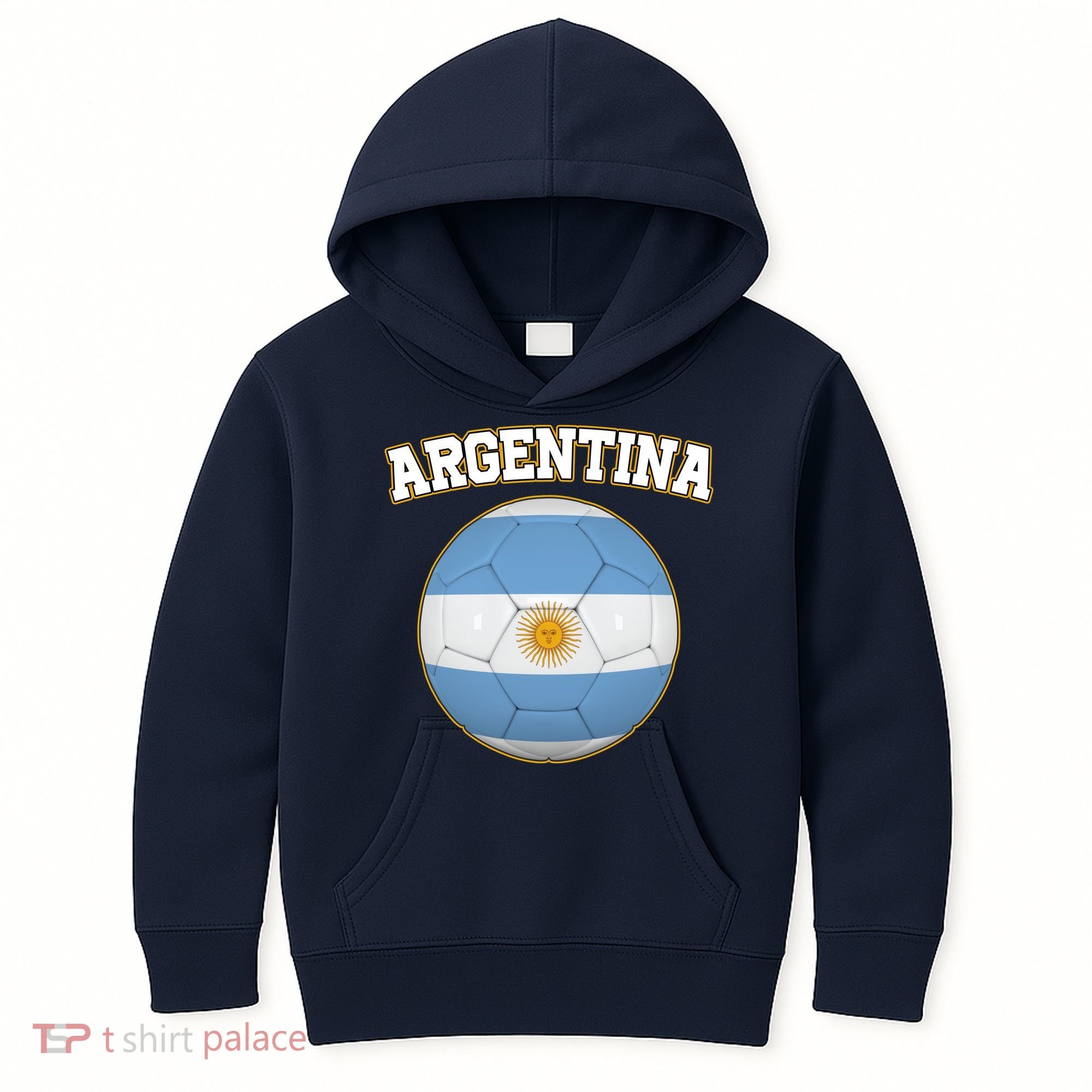 Argentina Team Flag Soccer Ball World Cup Kids Hoodie