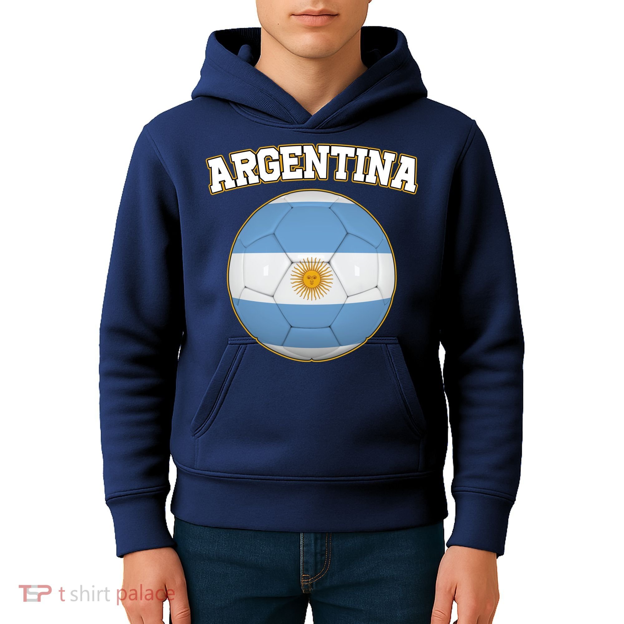 Argentina Team Flag Soccer Ball World Cup Kids Hoodie