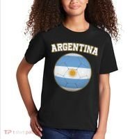 Argentina Team Flag Soccer Ball World Cup Kids T-Shirt thumb 2