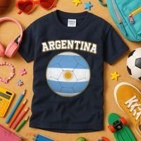 Argentina Team Flag Soccer Ball World Cup Kids T-Shirt thumb 3