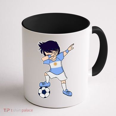 Argentinian Dabbing Soccer Boy Argentina Coffee Mug back