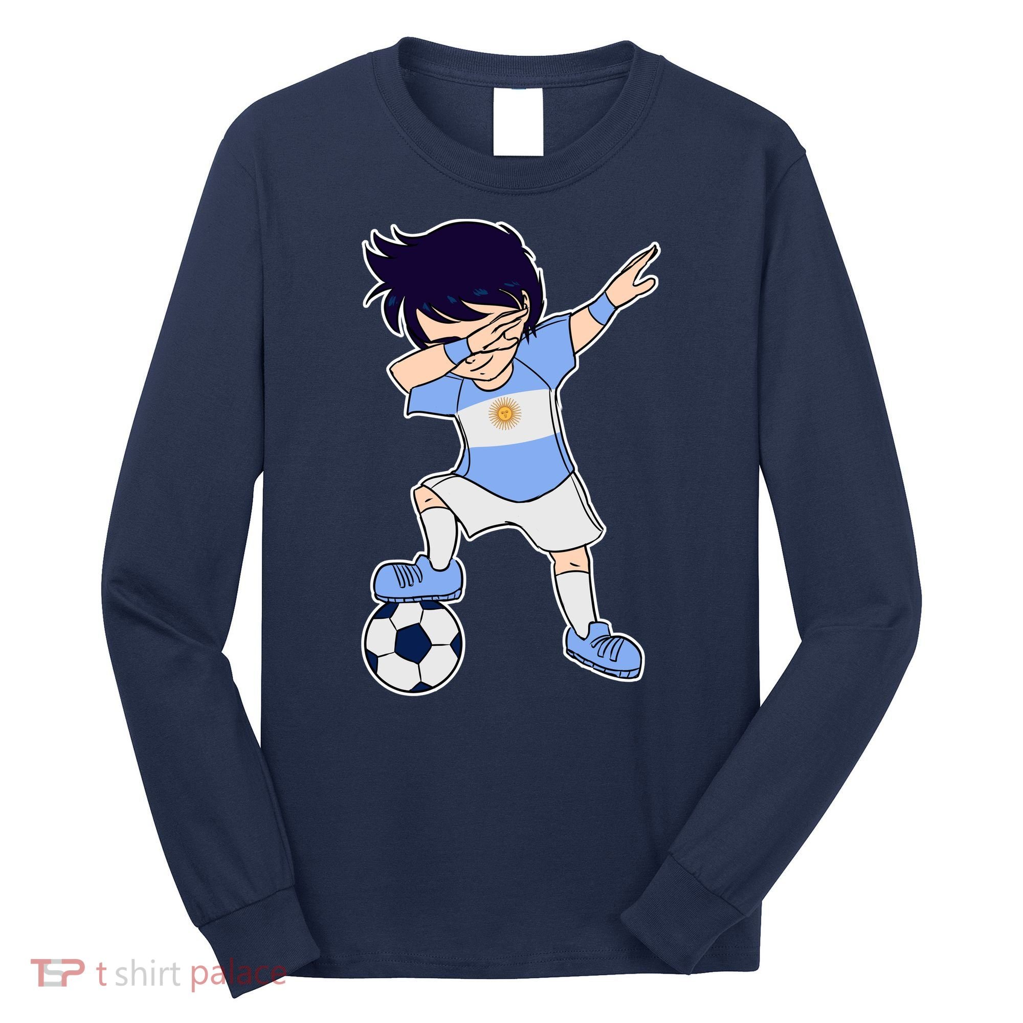 Argentinian Dabbing Soccer Boy Argentina Long Sleeve Shirt