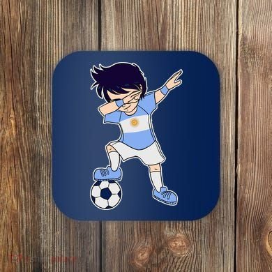 Argentinian Dabbing Soccer Boy Argentina Coaster