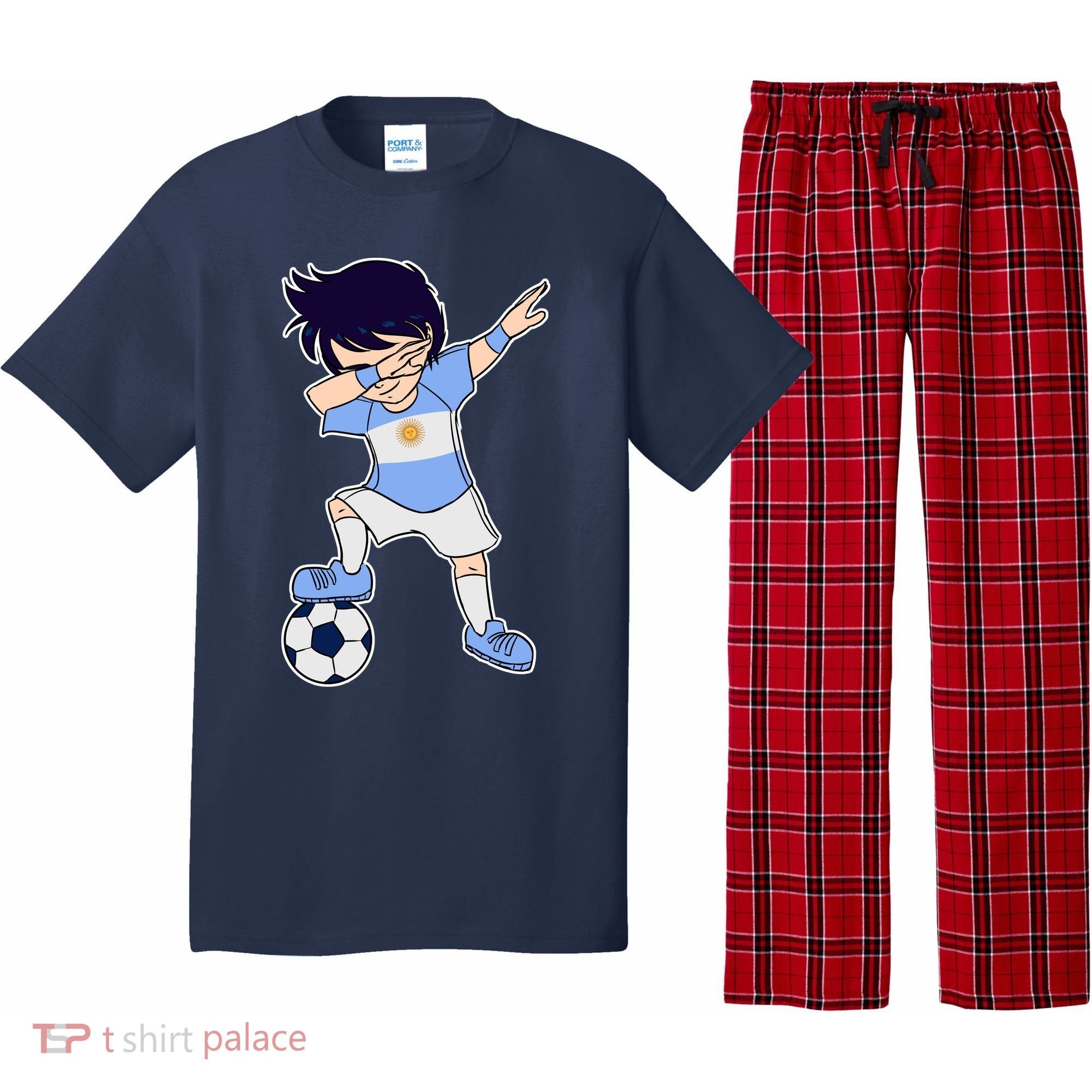 Argentinian Dabbing Soccer Boy Argentina Pajama Set
