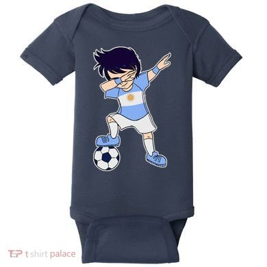 Argentinian Dabbing Soccer Boy Argentina Baby Bodysuit