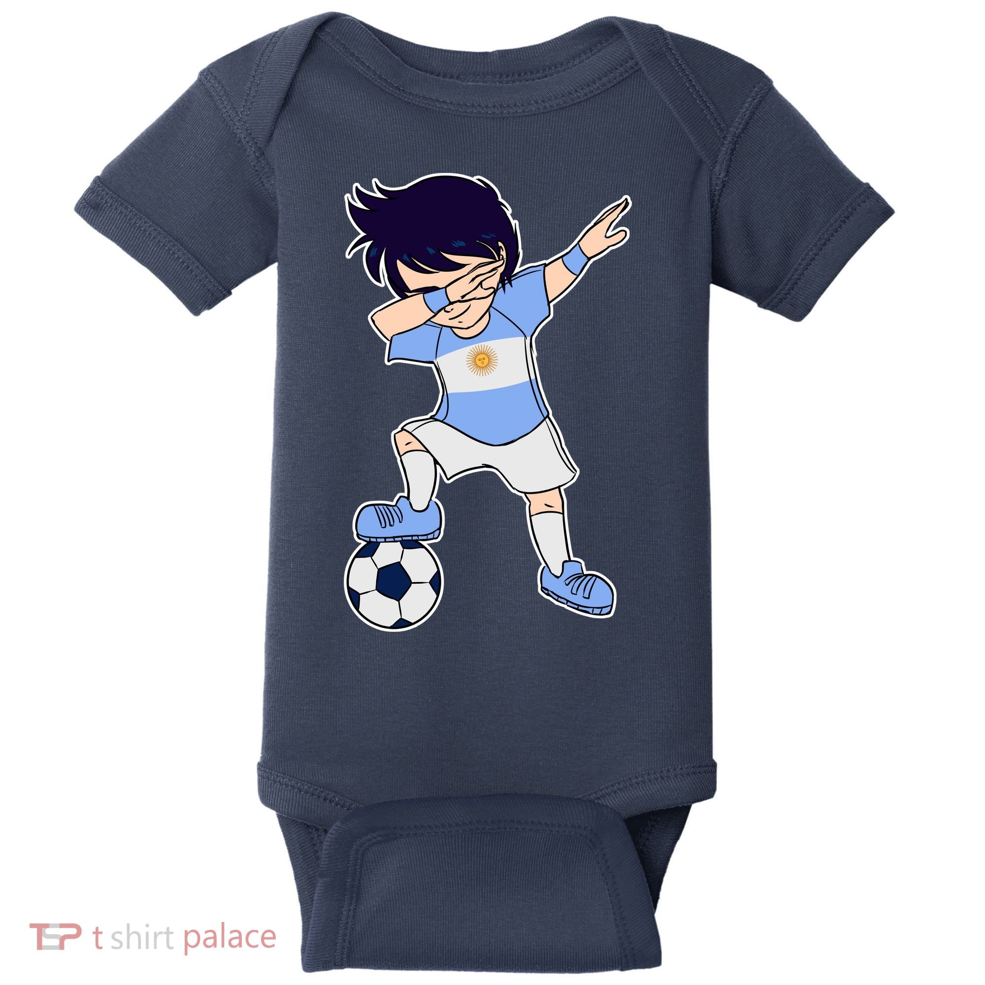 Argentinian Dabbing Soccer Boy Argentina Baby Bodysuit