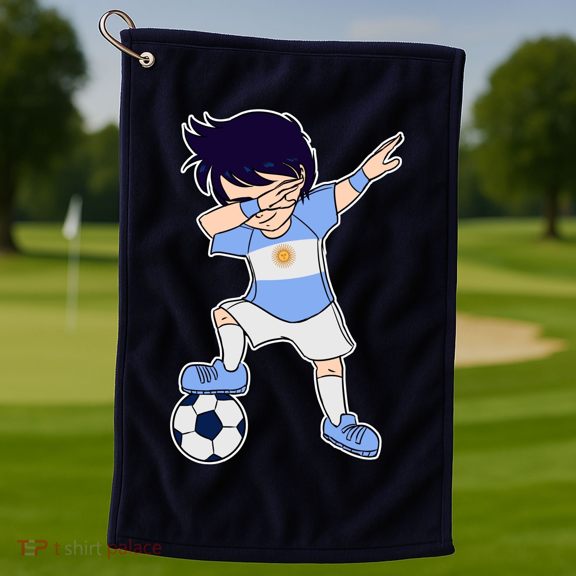 Argentinian Dabbing Soccer Boy Argentina Golf Towel
