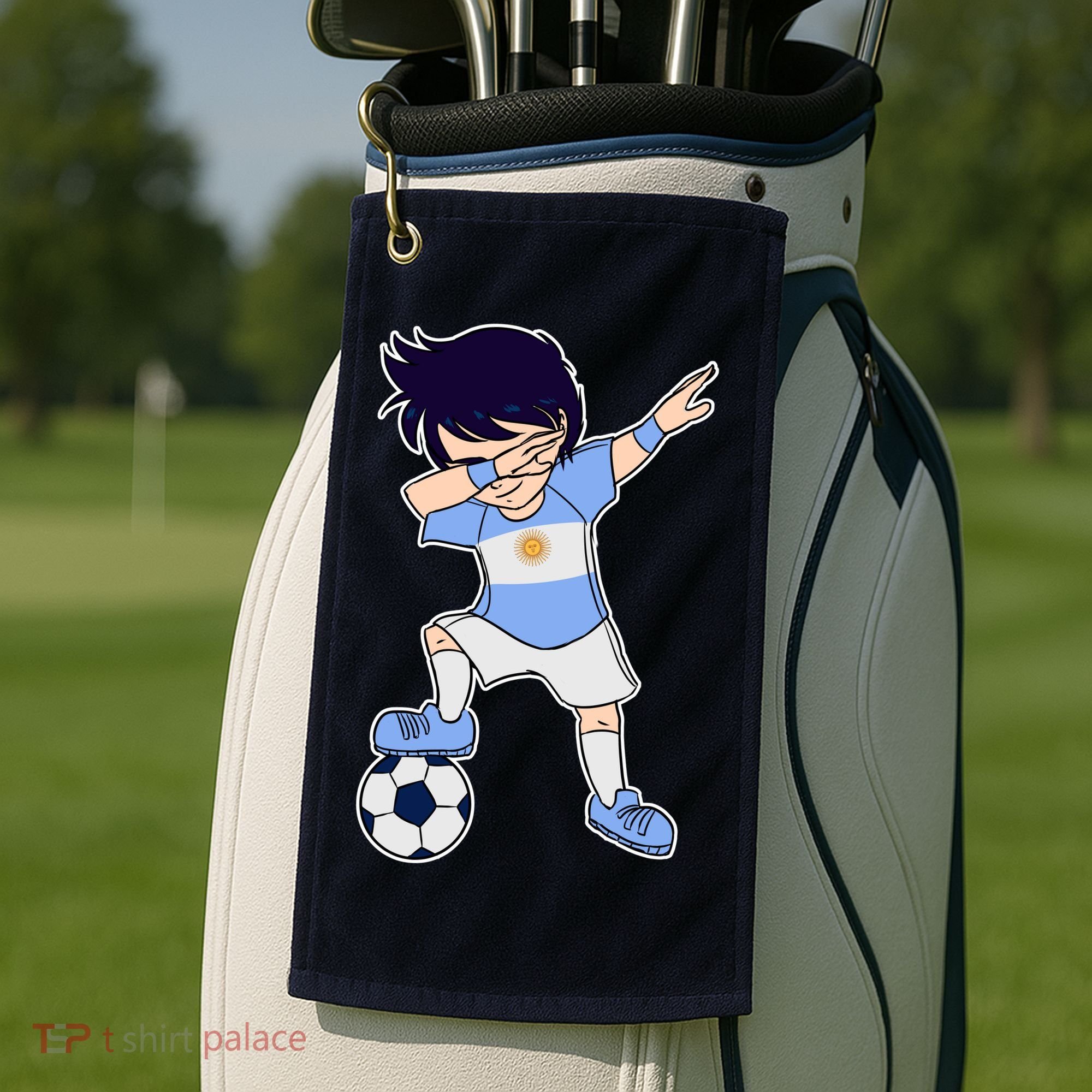 Argentinian Dabbing Soccer Boy Argentina Golf Towel
