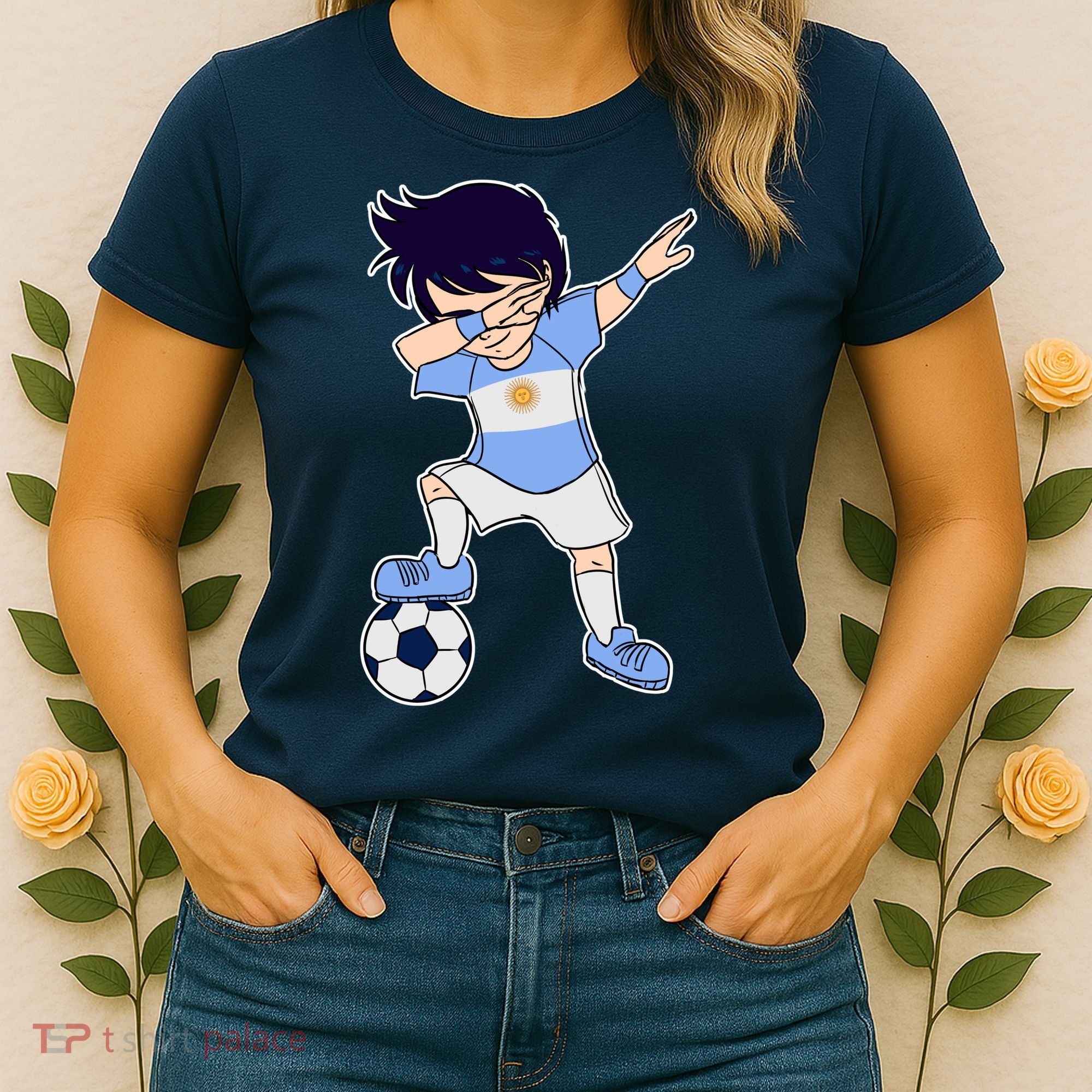 Argentinian Dabbing Soccer Boy Argentina Women's T-Shirt