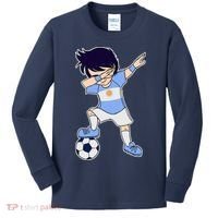 Argentinian Dabbing Soccer Boy Argentina Kids Long Sleeve Shirt thumb 0