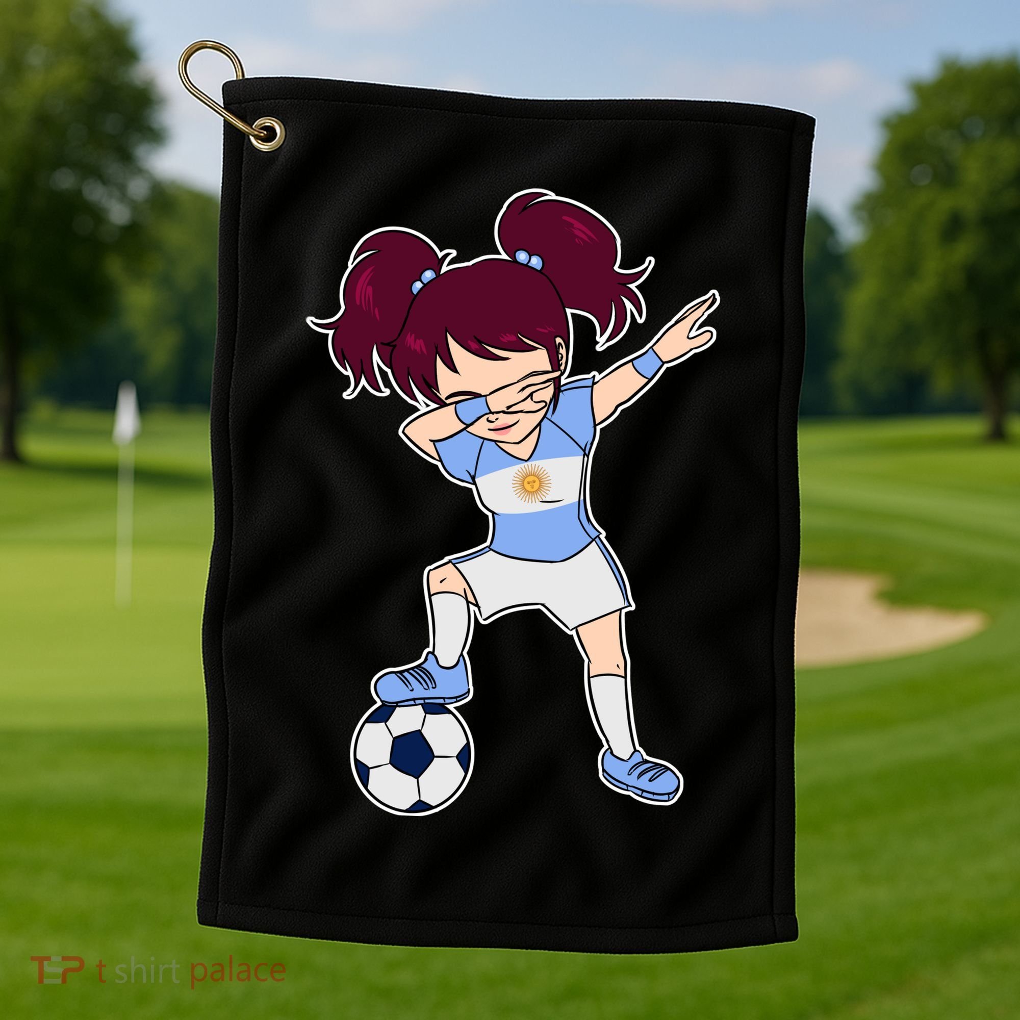 Argentinian Dabbing Soccer Gril Argentina Golf Towel
