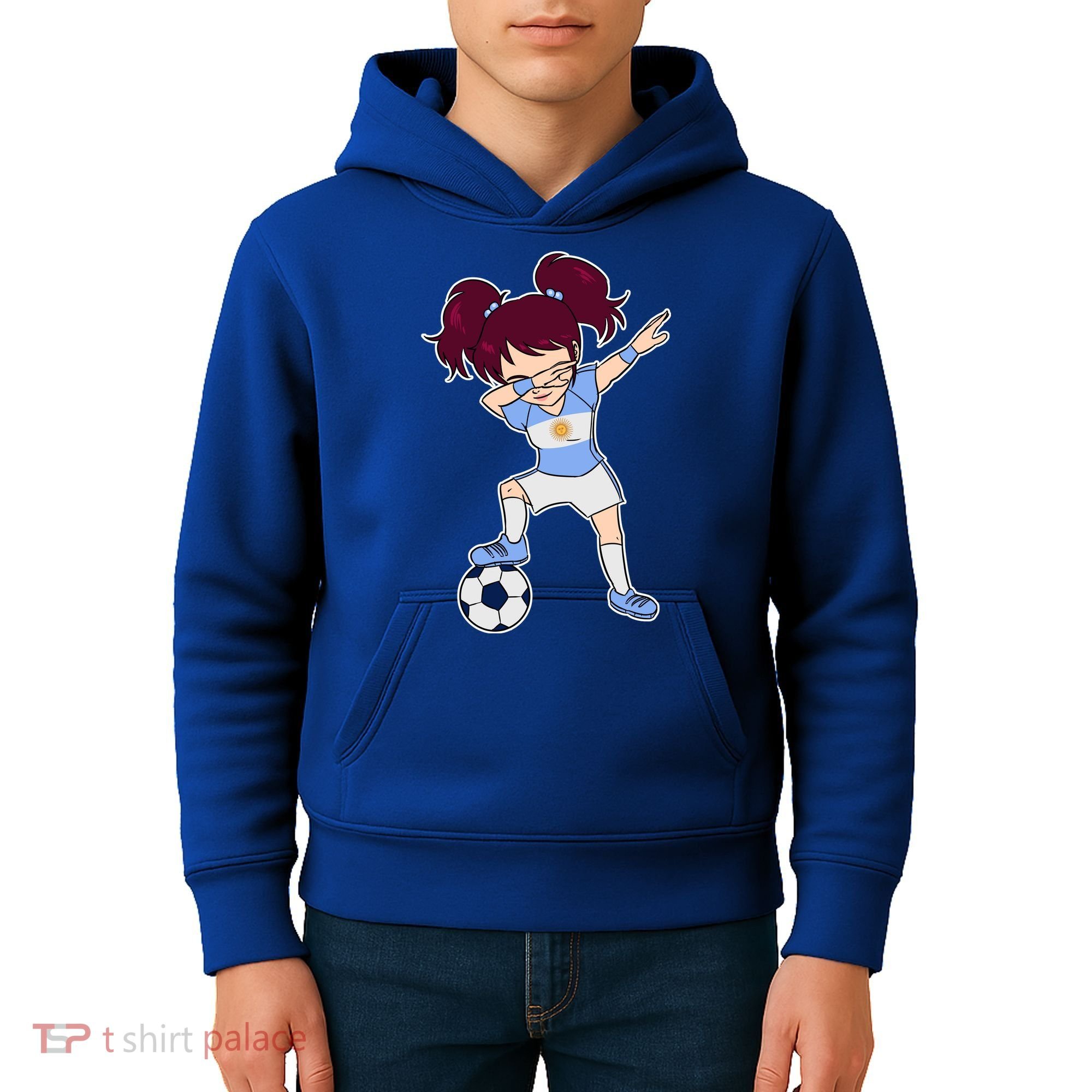 Argentinian Dabbing Soccer Gril Argentina Kids Hoodie