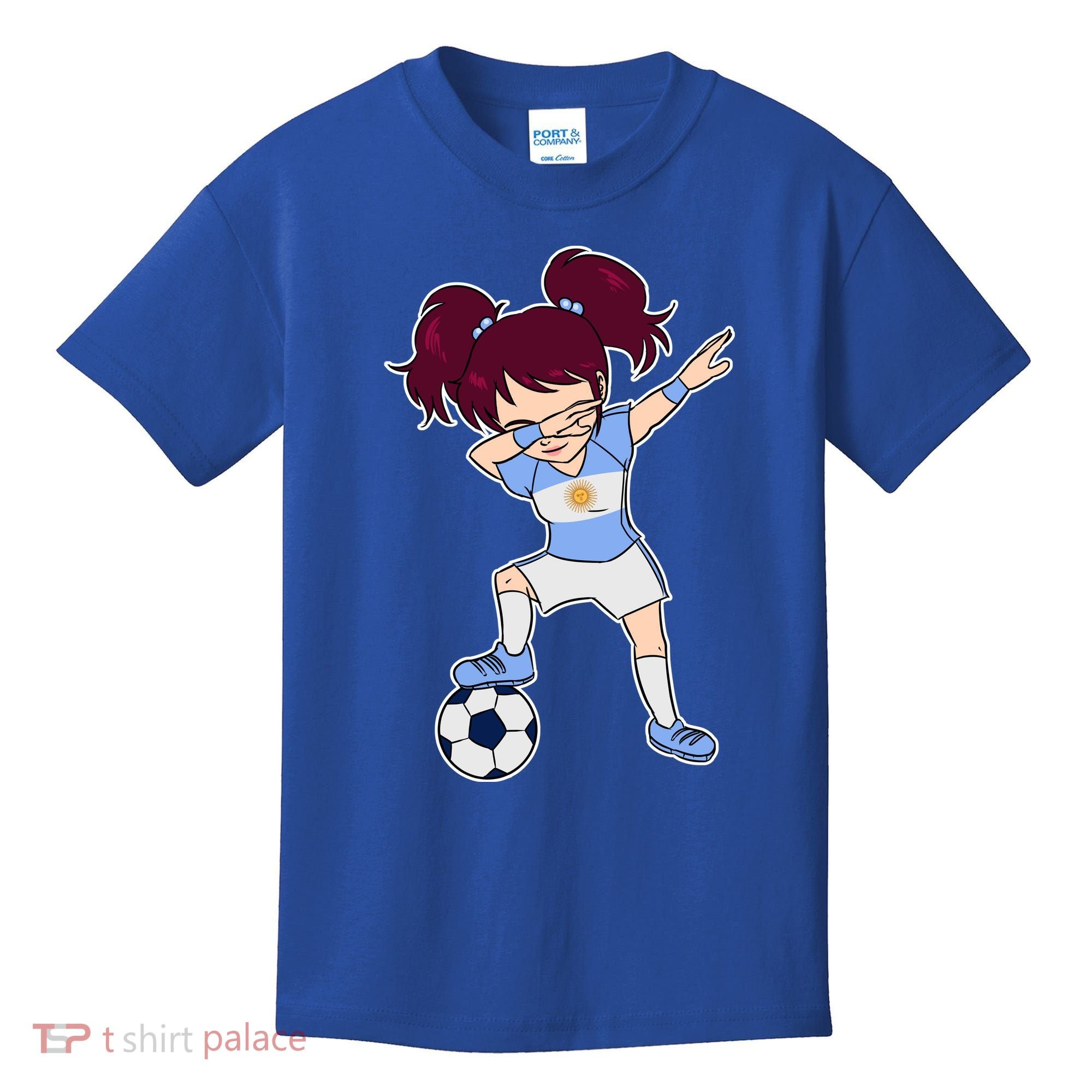 Argentinian Dabbing Soccer Gril Argentina Kids T-Shirt