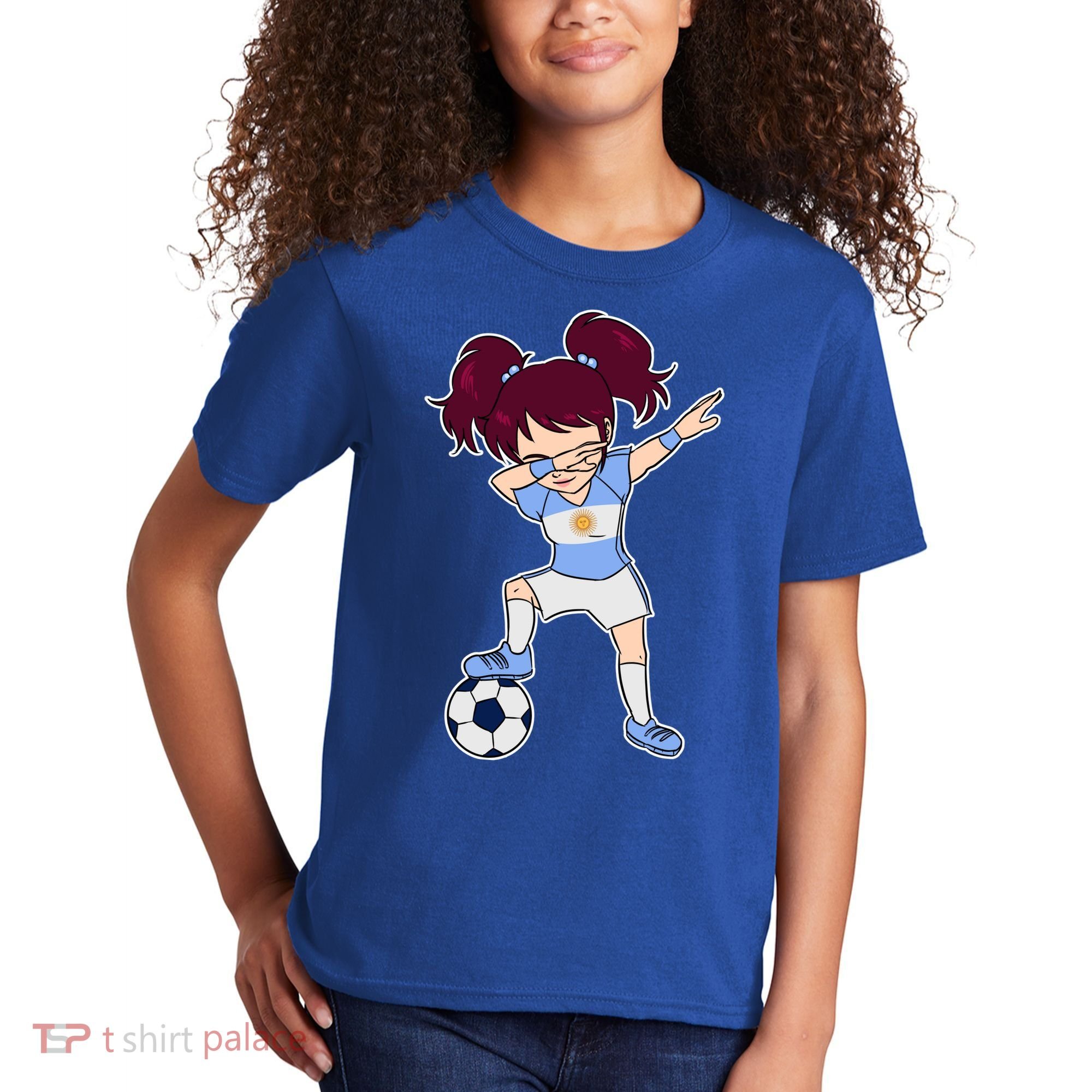 Argentinian Dabbing Soccer Gril Argentina Kids T-Shirt