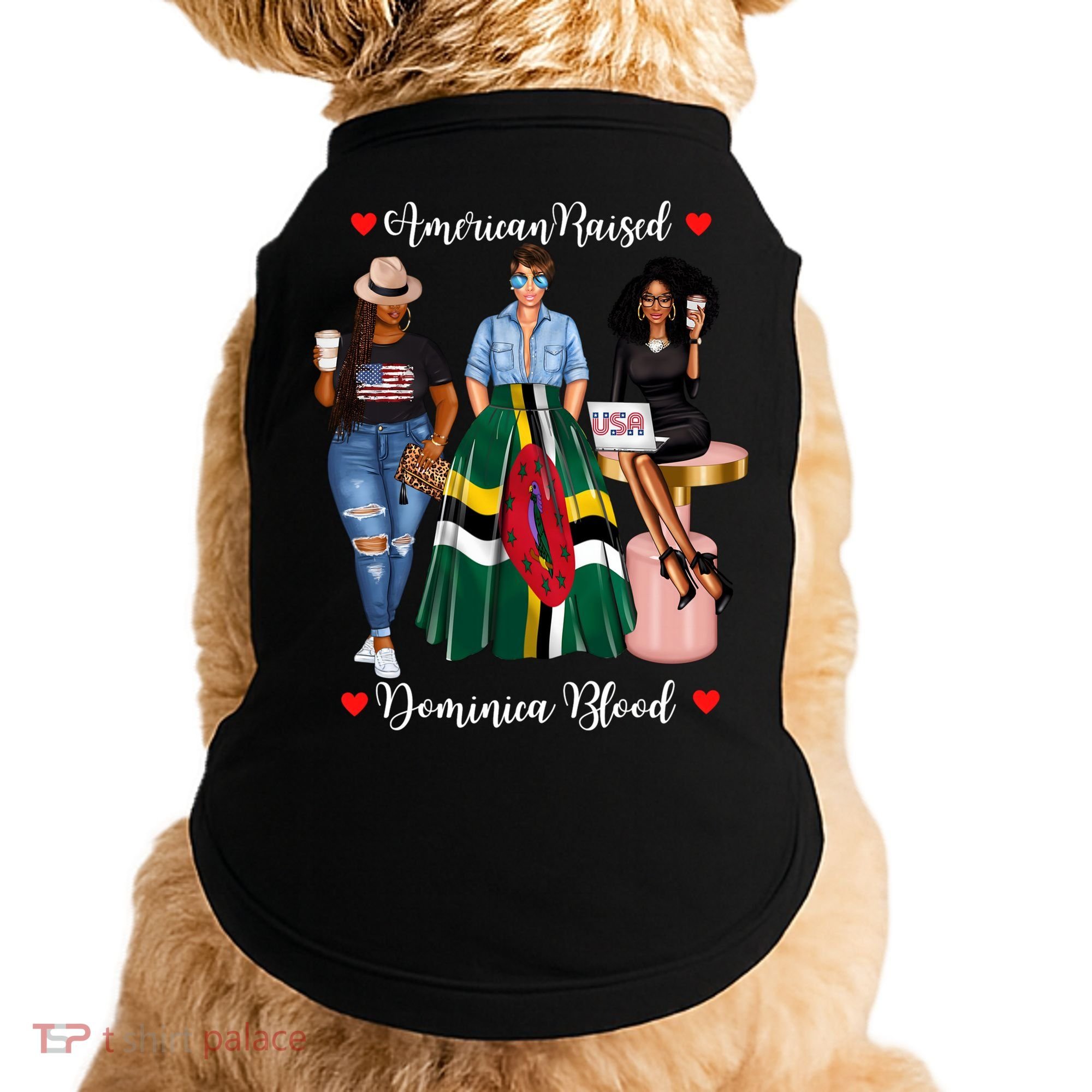 American Raised Half Dominican Born In Dominica Roots Gift Doggie Tank