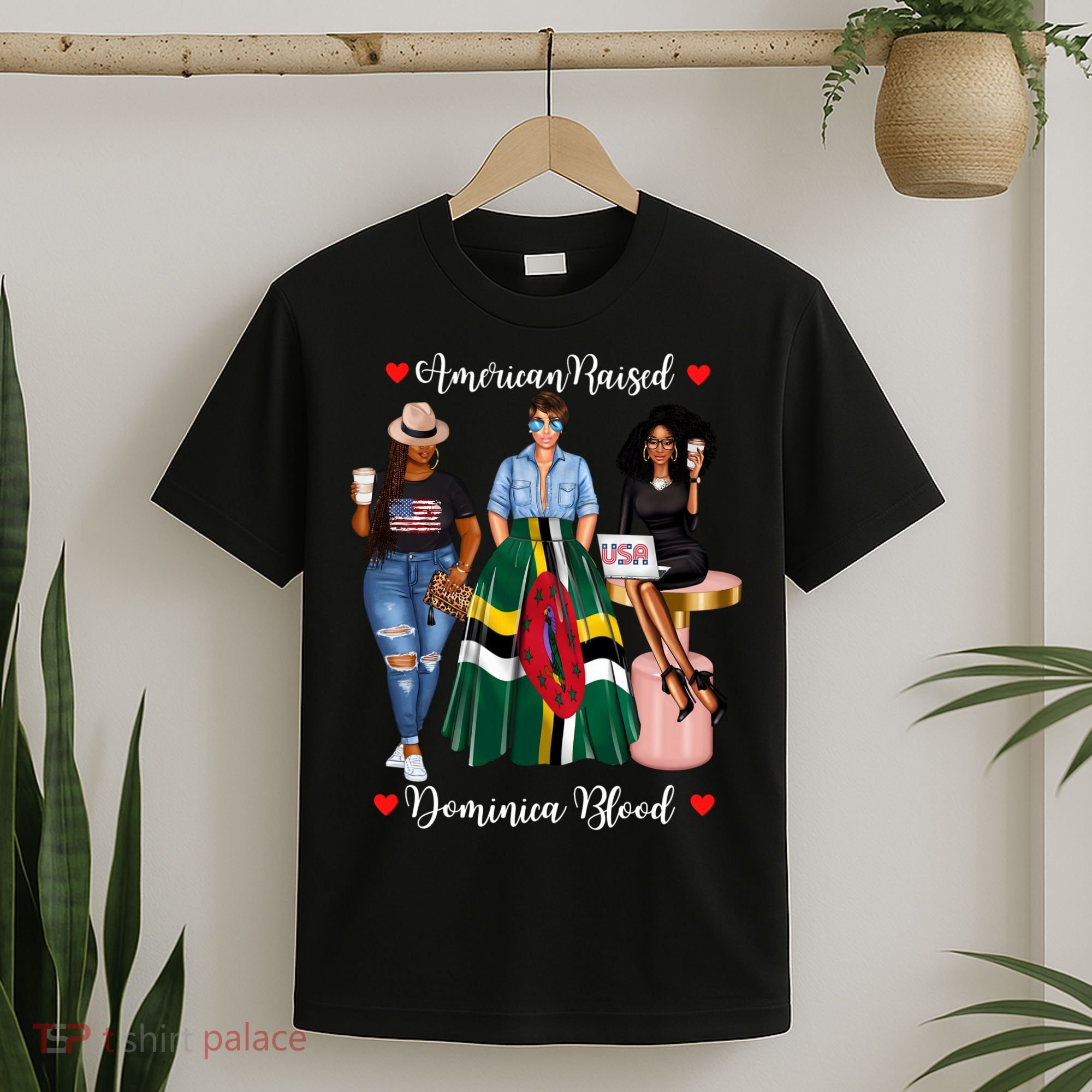 American Raised Half Dominican Born In Dominica Roots Gift T-Shirt